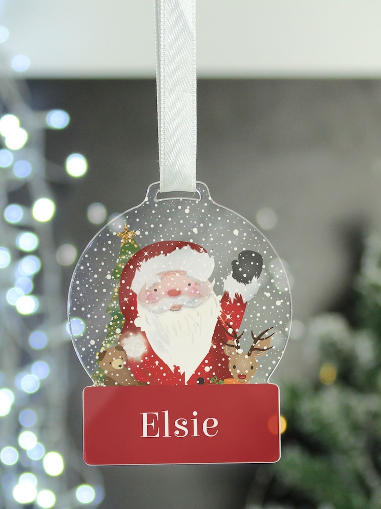 Personalised Santa Acrylic Christmas Snowglobe Decoration by PMC - Image 1 of 3 Personalised Santa Acrylic Christmas Snowglobe Decoration by PMC - Image 1 of 3
