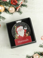 Personalised Santa Acrylic Christmas Snowglobe Decoration by PMC - Image 3 of 3