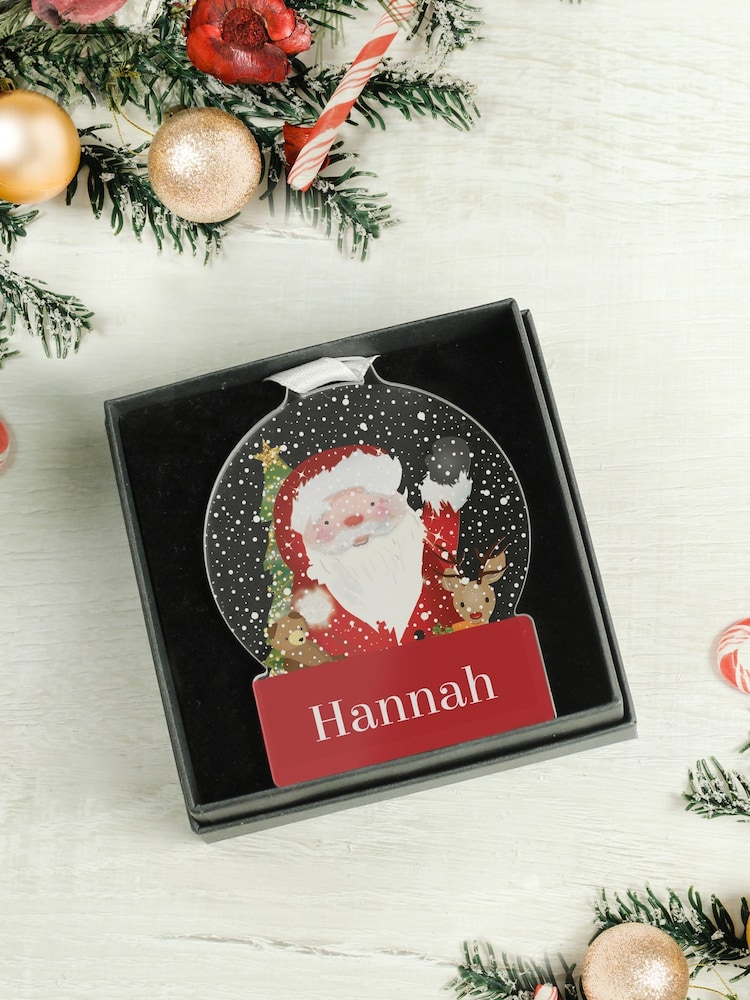 Personalised Santa Acrylic Christmas Snowglobe Decoration by PMC - Image 3 of 3 Personalised Santa Acrylic Christmas Snowglobe Decoration by PMC - Image 3 of 3