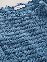 Blue Long Sleeve Textured Top - Image 7 of 8
