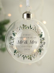 Personalised First Married Christmas Glass Bauble by PMC - Image 2 of 3