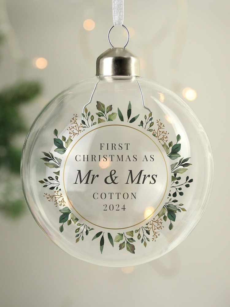 Personalised First Married Christmas Glass Bauble by PMC - Image 2 of 3 Personalised First Married Christmas Glass Bauble by PMC - Image 2 of 3