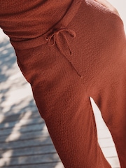 Red Wide Leg Drawstring Textured Trousers - Image 4 of 4