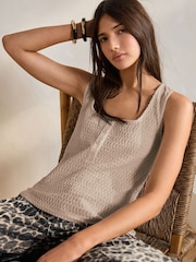 Neutral Textured Henley Detail Tank - Image 1 of 8