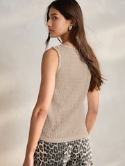 Neutral Textured Henley Detail Tank - Image 4 of 8