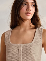 Neutral Textured Henley Detail Tank - Image 5 of 8