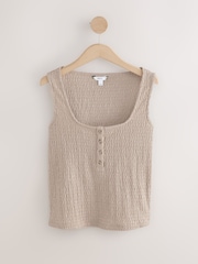 Neutral Textured Henley Detail Tank - Image 6 of 8