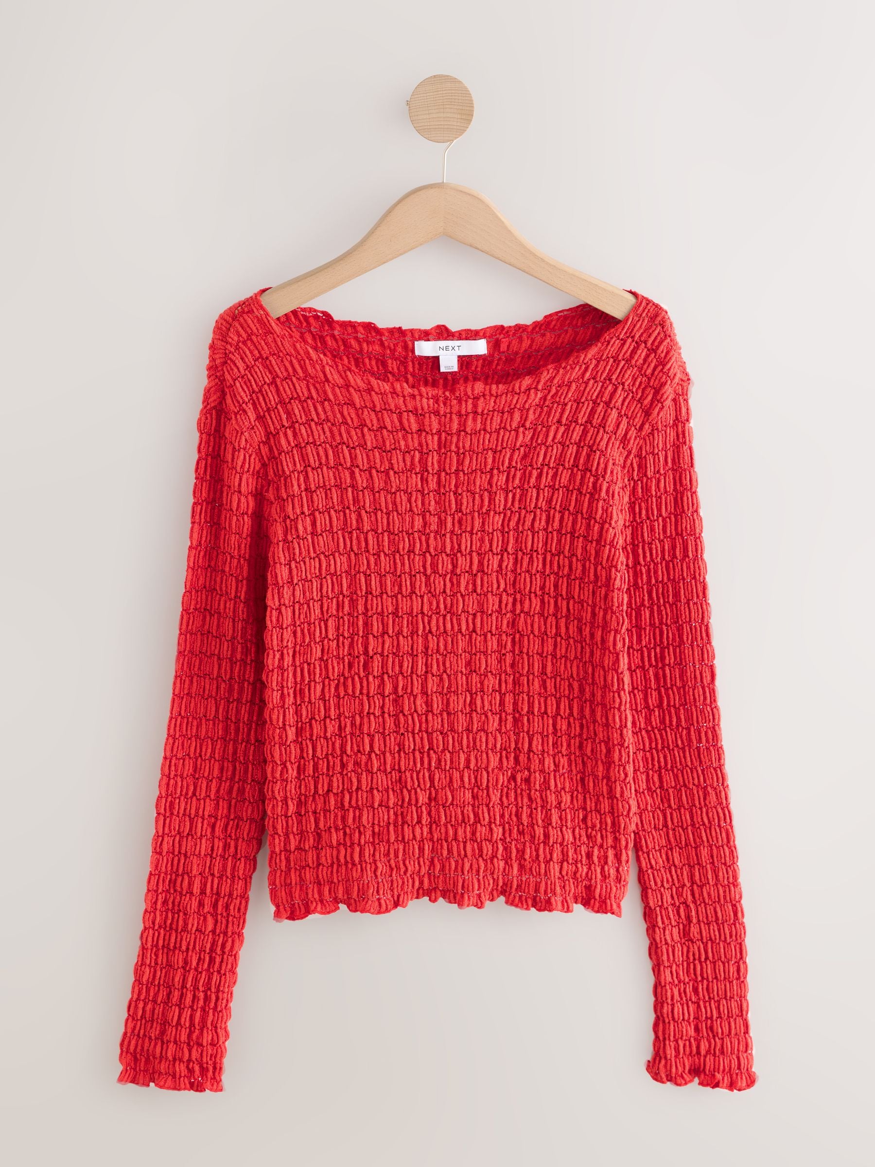 Buy Red Long Sleeve Textured Top from Next Canada