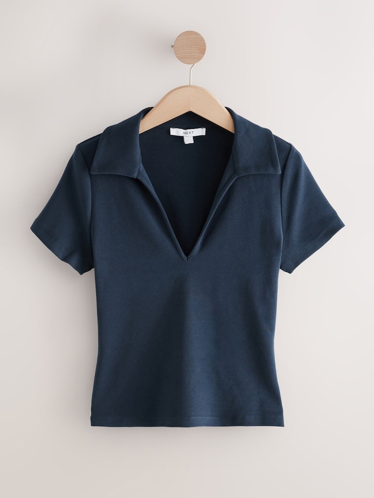 Navy Short Sleeve Polo Top - Image 5 of 7