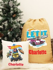 Personalised Hot Wheels Hessian Christmas Sack by Character World - Image 4 of 5
