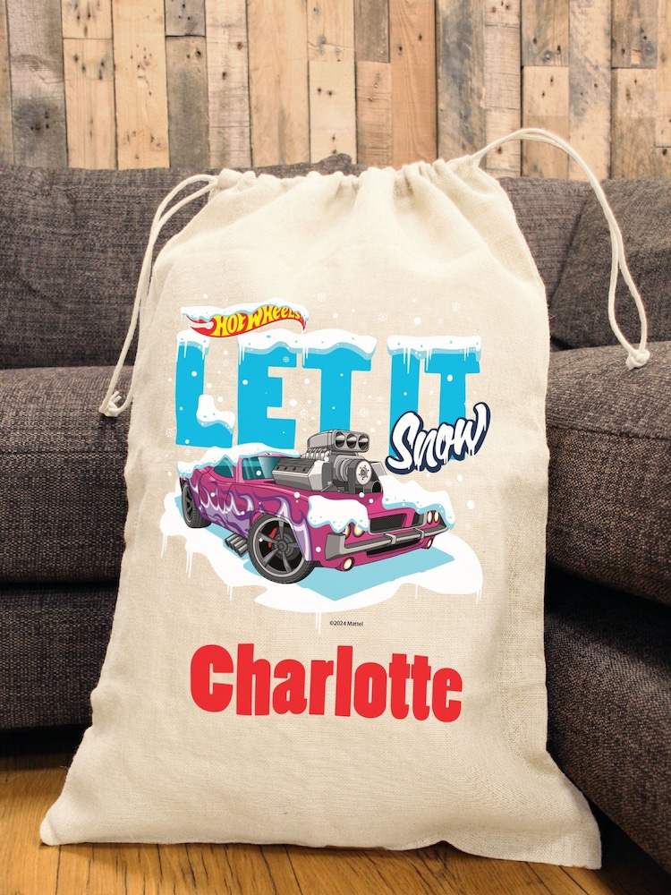 Personalised Hot Wheels hessian Christmas Sack by Character World - Image 1 of 4