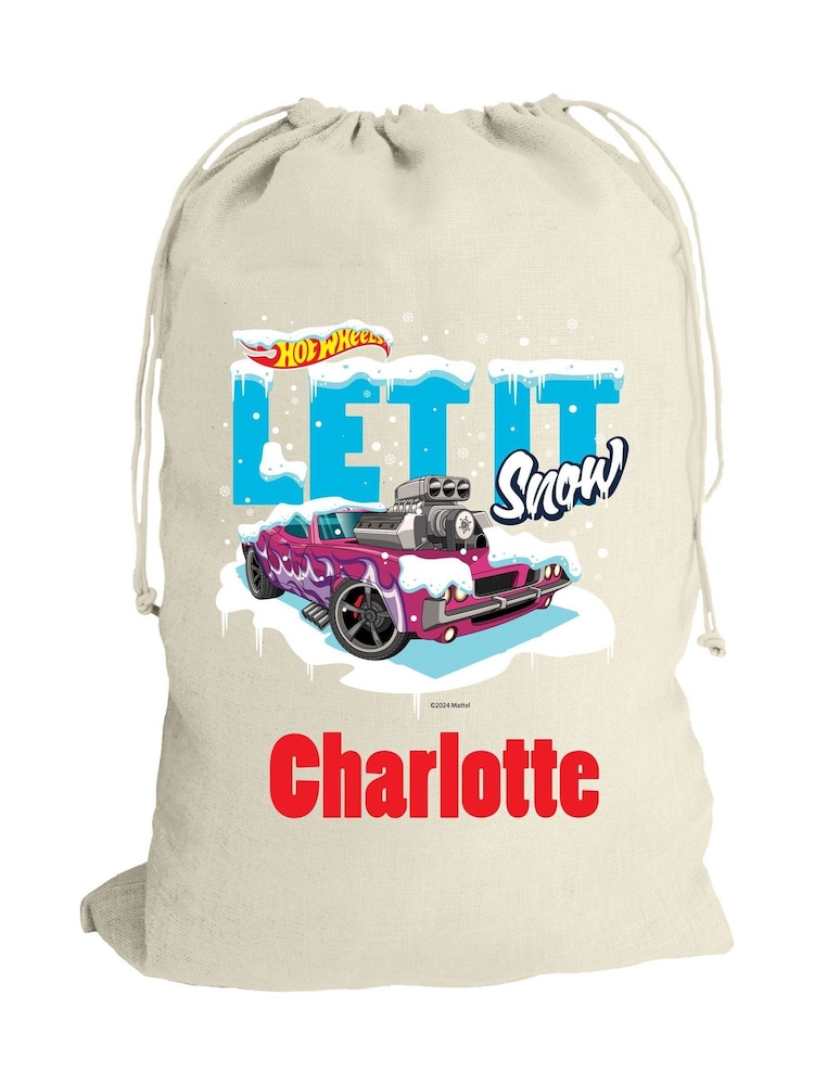 Personalised Hot Wheels hessian Christmas Sack by Character World - Image 4 of 4