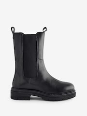 Moda In Pelle Giala Mid Calf Chunky Chelsea Black Ankle Boots - Image 1 of 4