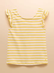 Yellow & White - Joules Butterfly Frill Sleeve Vest - Imagen 1 de 4
