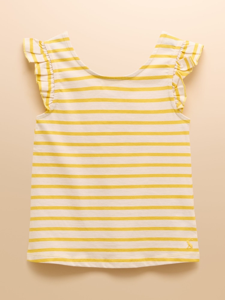 Yellow & White - Joules Butterfly Frill Sleeve Vest - Imagen 1 de 4