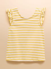Yellow & White - Joules Butterfly Frill Sleeve Vest - Imagen 2 de 4