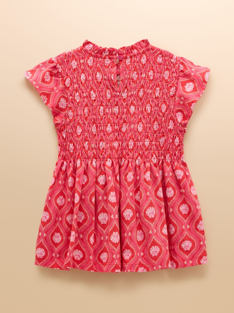 Pink - Joules Gracie Shirred Short Sleeve Top - Image 2 of 4