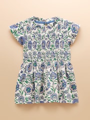 Azul - Joules Gracie Shirred Short Sleeve Top - Imagen 3 de 7