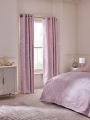 Lipsy Pink Eyelet Paige Floral Print Jacquard Curtains - Image 1 of 4