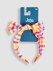 JoJo Maman Bébé Coral Gingham Bow Hairband - Image 2 of 3