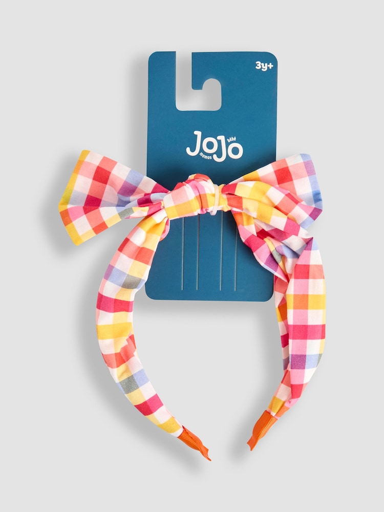 JoJo Maman Bébé Coral Gingham Bow Hairband - Image 2 of 3