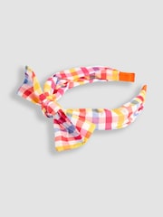 JoJo Maman Bébé Coral Gingham Bow Hairband - Image 3 of 3