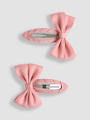 JoJo Maman Bébé Pink Bow Hair Clips 2 Pack - Image 1 of 3