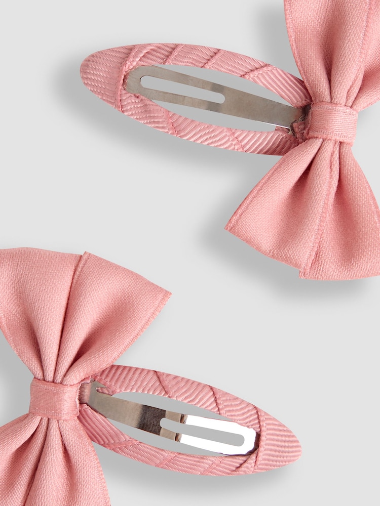 JoJo Maman Bébé Pink Bow Hair Clips 2 Pack - Image 3 of 3