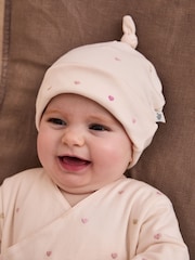 JoJo Maman Bébé Cream Cotton 2-Piece Embroidered Sleepsuit and Hat Set - Image 2 of 9