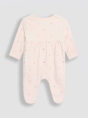 JoJo Maman Bébé Cream Cotton 2-Piece Embroidered Sleepsuit and Hat Set - Image 6 of 9