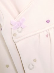 JoJo Maman Bébé Cream Cotton 2-Piece Embroidered Sleepsuit and Hat Set - Image 9 of 9