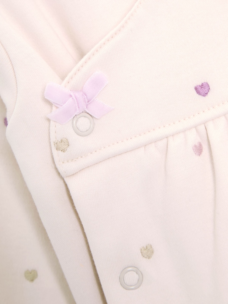 JoJo Maman Bébé Cream Cotton 2-Piece Embroidered Sleepsuit and Hat Set - Image 9 of 9