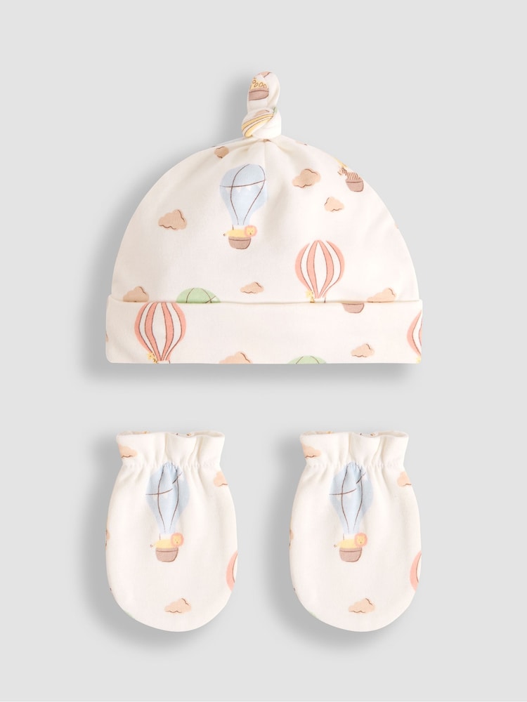JoJo Maman Bébé Cream Cotton 2-Piece Baby Hat and Mittens Set - Image 1 of 5 JoJo Maman Bébé Cream Cotton 2-Piece Baby Hat and Mittens Set - Image 1 of 5