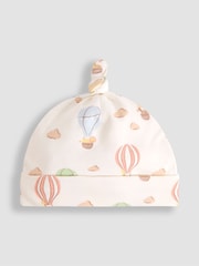 JoJo Maman Bébé Cream Cotton 2-Piece Baby Hat and Mittens Set - Image 2 of 5