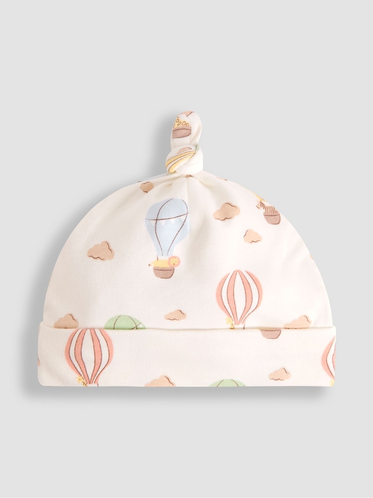 JoJo Maman Bébé Cream Cotton 2-Piece Baby Hat and Mittens Set - Image 2 of 5