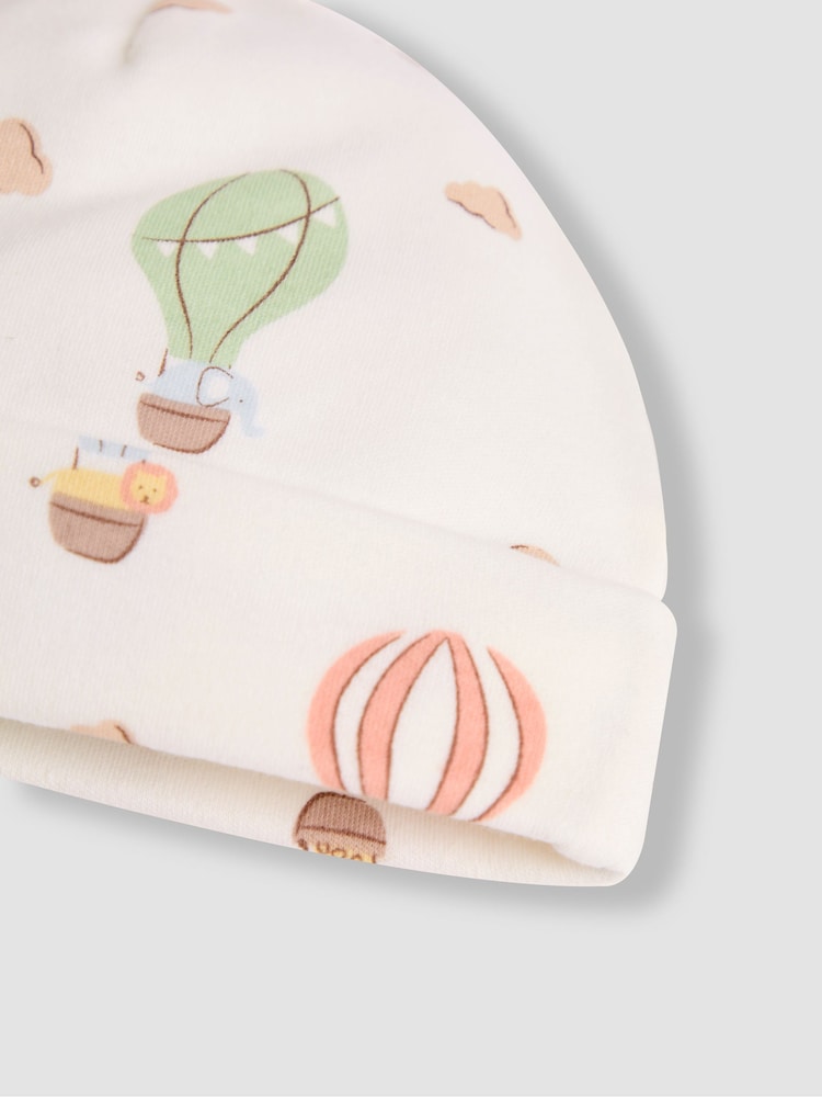 JoJo Maman Bébé Cream Cotton 2-Piece Baby Hat and Mittens Set - Image 5 of 5