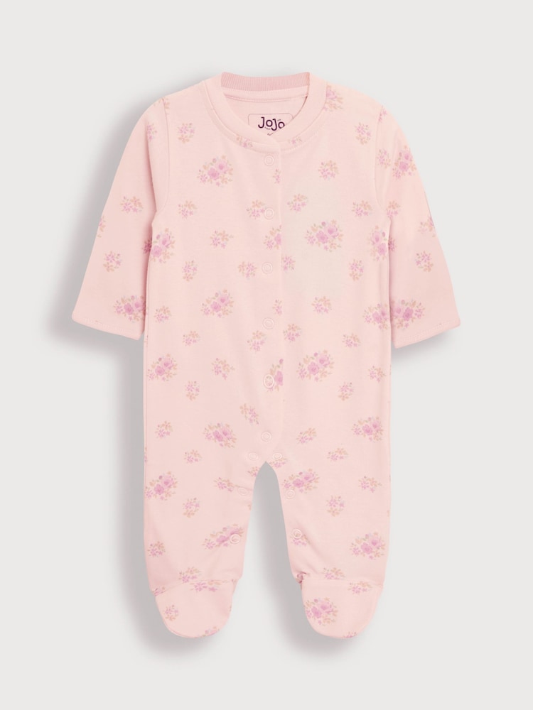 JoJo Maman Bébé Floral 2-Piece Footed Sleepsuit & Velour Jacket Set - Image 2 of 6 JoJo Maman Bébé Floral 2-Piece Footed Sleepsuit & Velour Jacket Set - Image 2 of 6