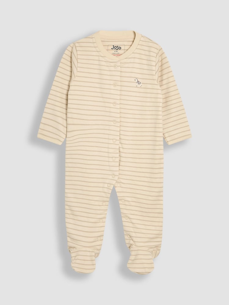 JoJo Maman Bébé Stripe Footed Sleepsuit and Velour Jackets Set 2 Piece - Image 2 of 7