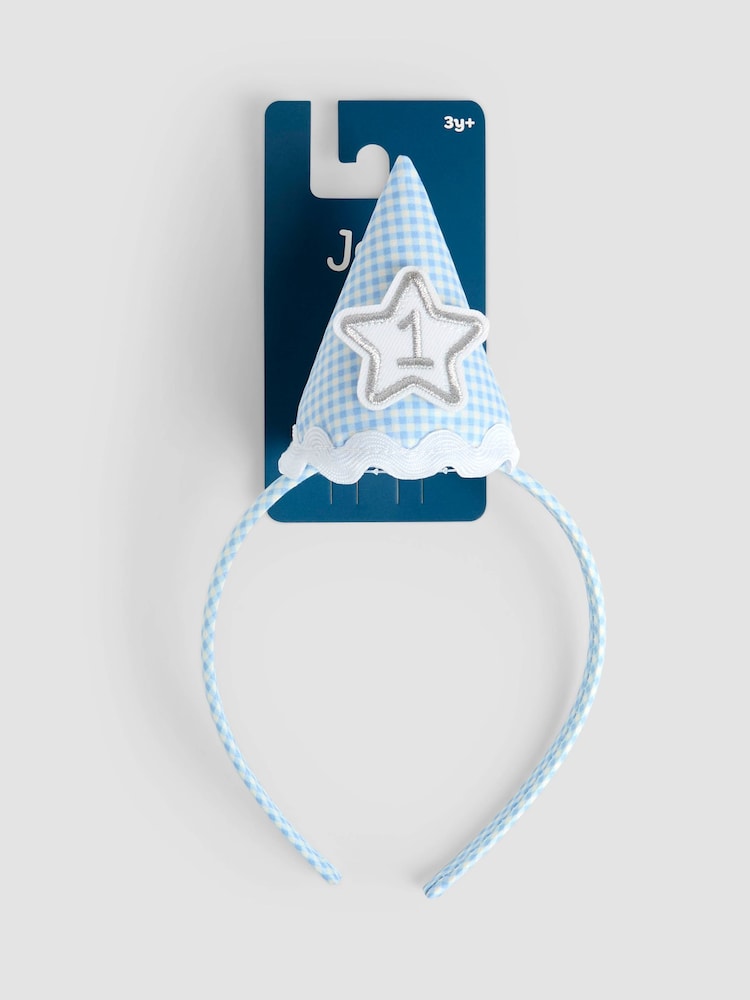 JoJo Maman Bébé Gingham Birthday Hat Headband - Image 1 of 3