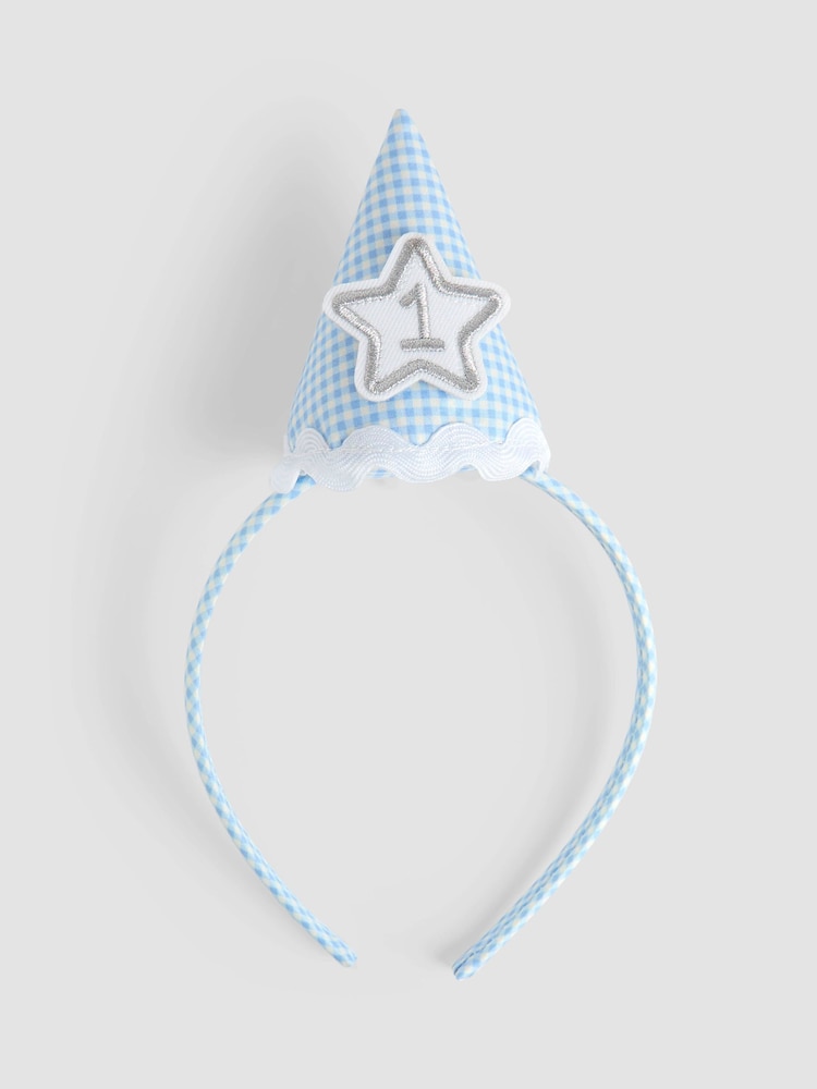 JoJo Maman Bébé Gingham Birthday Hat Headband - Image 2 of 3