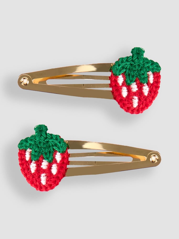 JoJo Maman Bébé Red Strawberry Clips 2 Pack - Image 1 of 3