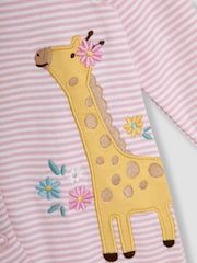 JoJo Maman Bébé Pink Giraffe Cotton Appliqué Popper Sleepsuit - Image 5 of 5