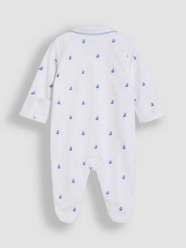 JoJo Maman Bébé Cotton 2-Piece Embroidered Sleepsuit and Hat Set - Image 6 of 7