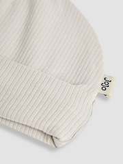 JoJo Maman Bébé Grey Baby Cotton 2-Piece Hat and Mittens Set - Image 4 of 4