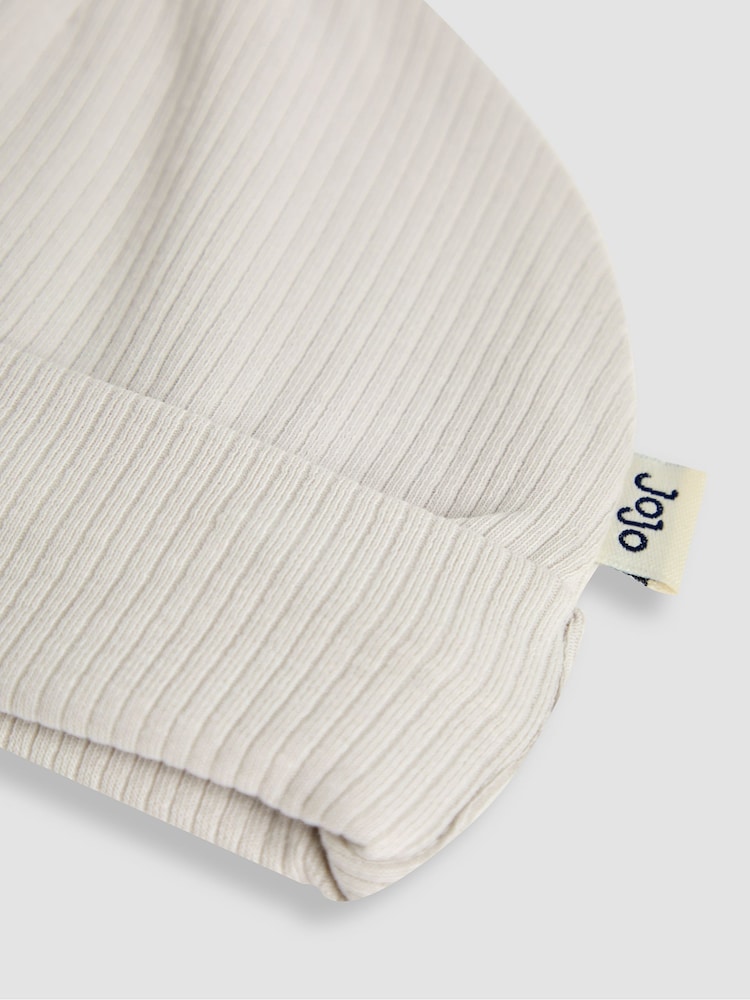 JoJo Maman Bébé Grey Baby Cotton 2-Piece Hat and Mittens Set - Image 4 of 4