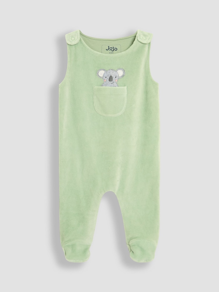 JoJo Maman Bébé Green Cotton Footed 2-Piece Dungarees Set - Image 3 of 6