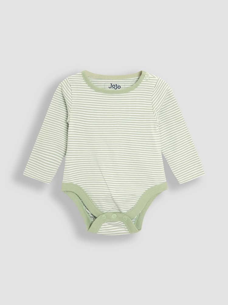 JoJo Maman Bébé Green Cotton Footed 2-Piece Dungarees Set - Image 5 of 6