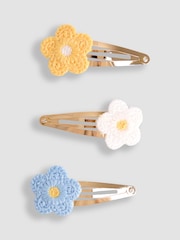 JoJo Maman Bébé Yellow 3-Pack Crochet Flower Clips - Image 1 of 3