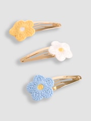 JoJo Maman Bébé Yellow 3-Pack Crochet Flower Clips - Image 2 of 3