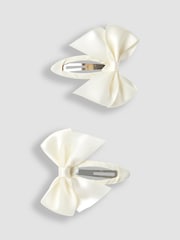 JoJo Maman Bébé Cream Bow Hair Clips 2 Pack - Image 1 of 3